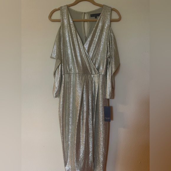 Rachel Rachel Roy Cold-Shoulder Metallic Wrap Dress Gold Size S